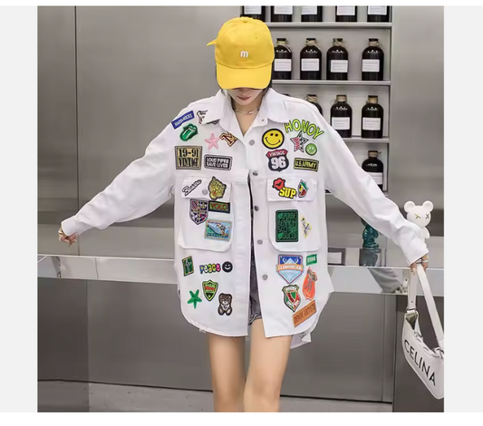 WHITE DENIM JACKET LARGE